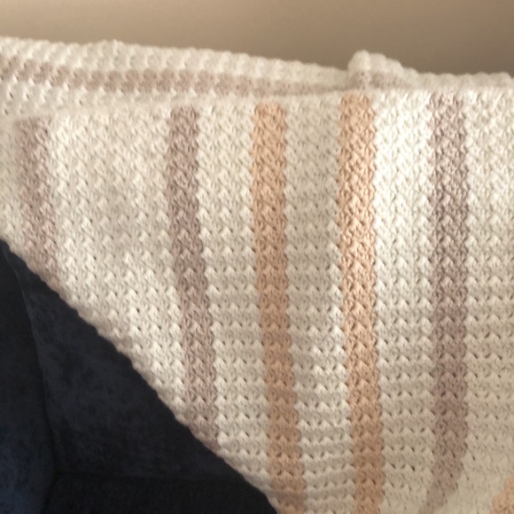 NEW handmade crochet blanket/afghan “LATTICE” cream/beige neutral colors 45”x59” - Picture 6 of 6
